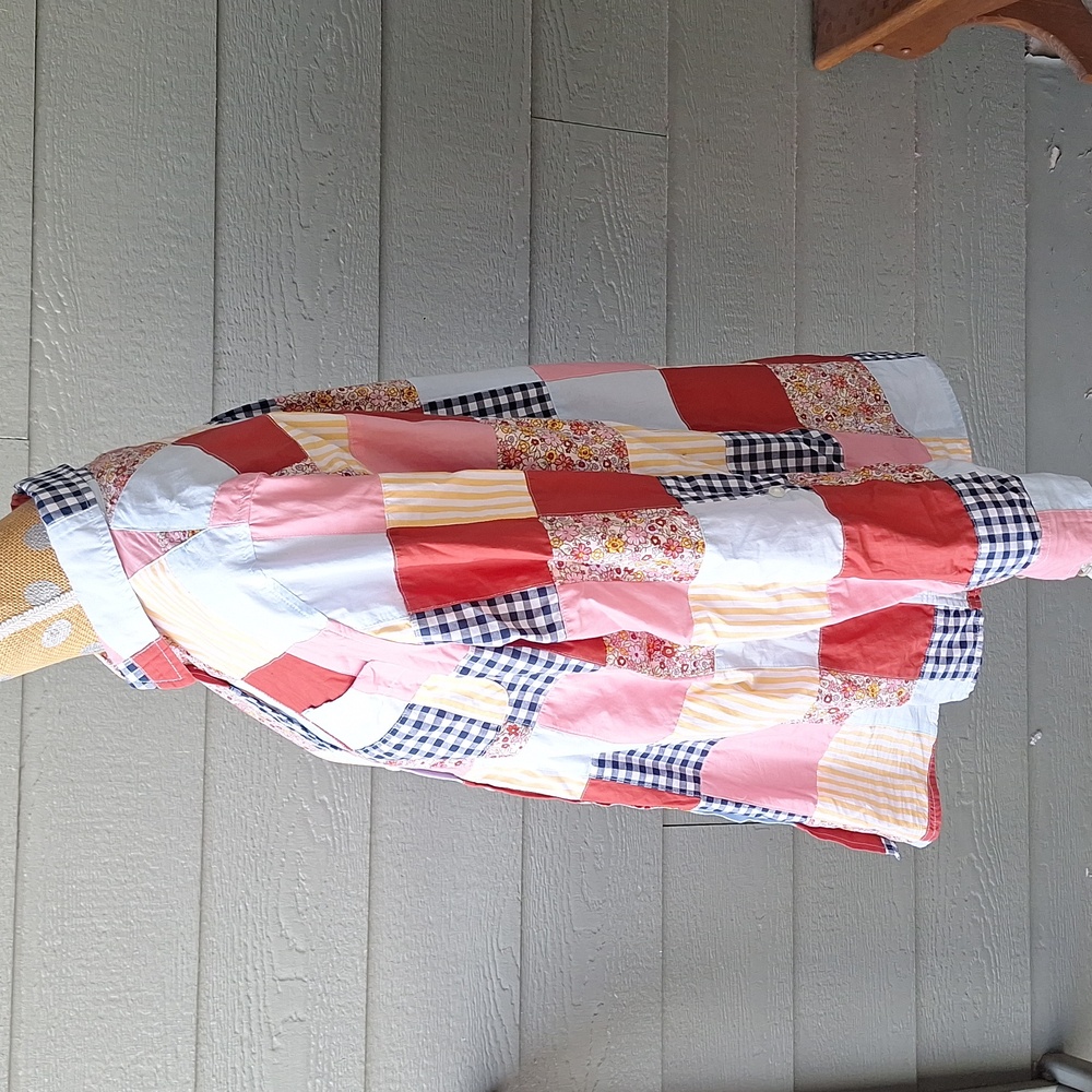 Land's End Colorful Patchwork Button-Up Shirt Siz… - image 8